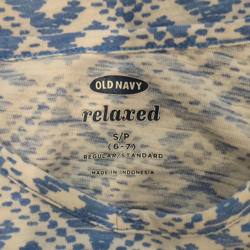 Old Navy | Relaxed Cap Sleeve T-shirt Shaped Hem Blue White | S